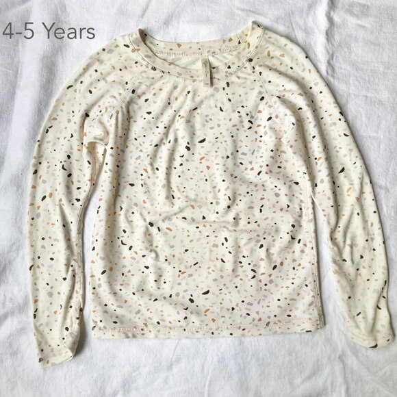 💙2/$25 Rylee & Cru 4-5 Years Kid Speckle Cream Long Sleeve Rashguard Top Summer - Picture 1 of 5